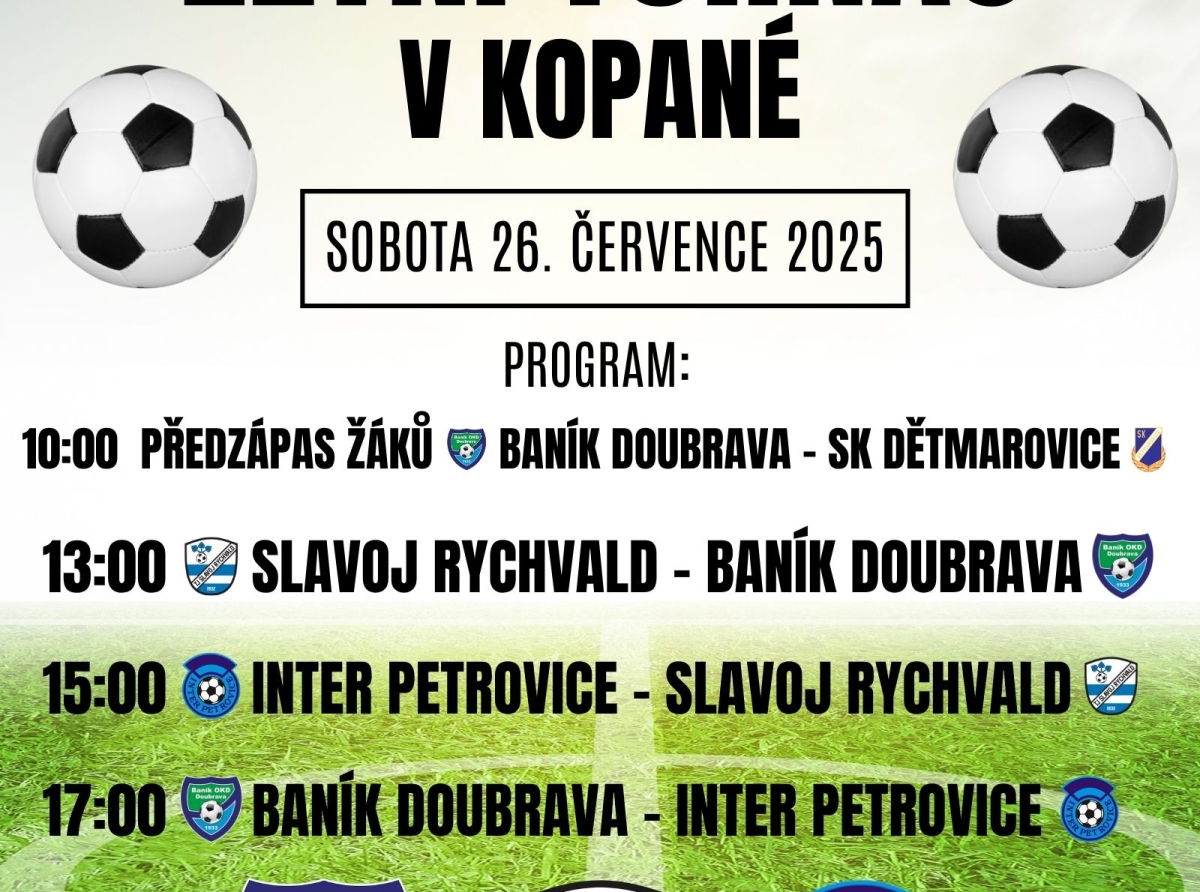 Letní turnaj v Doubravě v sobotu!